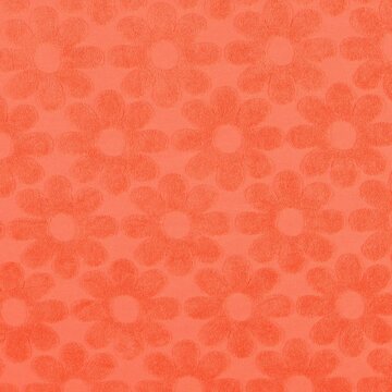 Stretch badstof - Oranje met bloem