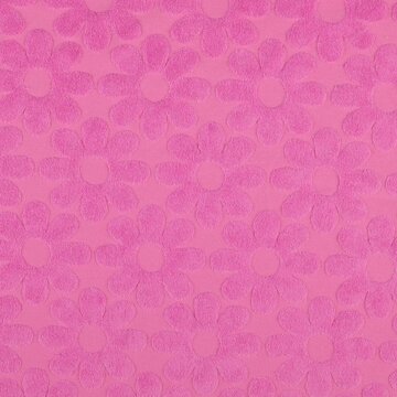Stretch badstof - Roze met bloem