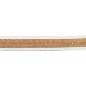 Elastiek 40 mm - Wit beige en gouden middenlijn