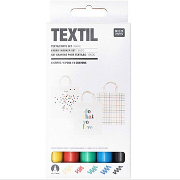 Textielstift - Basic 5 stuks