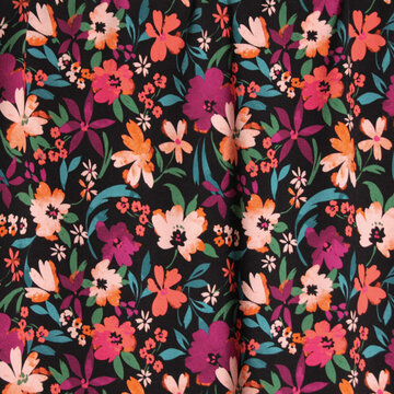 Viscose - Kleine bloemenprint zwart jupe