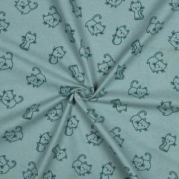 Flanel - Katten muntgroen