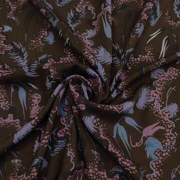 Viscose - flowers and plumes brown nathalie