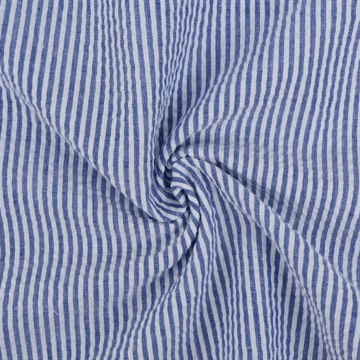 Seersucker katoen 2 - Strepen denimblauw