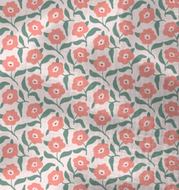 Double gauze - Lichtroze met roze papaver