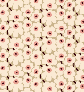 Katoen - Pieni unikko beige roze