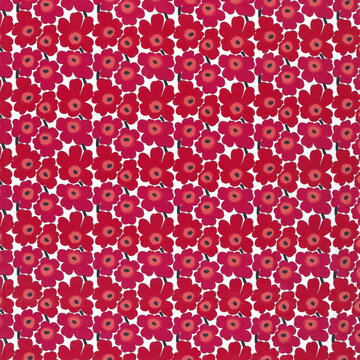Katoen - Mini unikko rood fuchsia