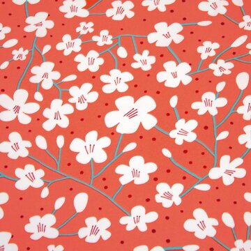 Coupon 120 / Jersey - Oranje japans bloem