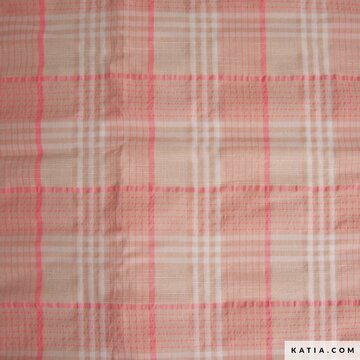 Coupon 90 / Katoen - Fluo carreaux roze zalm