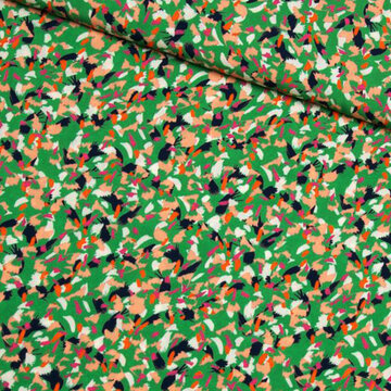 Coupon 150 / Viscose - Colourful dance on green