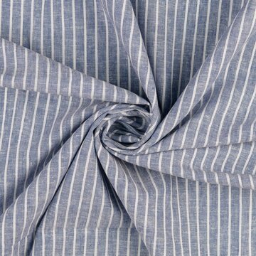 Coupon 125 / Linnen katoen strepen - Denimblauw 5027