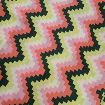 Coupon 300 / Viscose - Zigzag limoen roze four