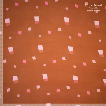 Coupon 210 /Viscose - Fibremood roze hoeken op caramel