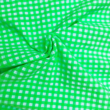 Coupon 75 / Seersucker - Fluogroene vichy 7mm