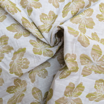 Jacquard - Neon groene bloem met subtiel fuchsia