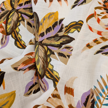 Coupon 300 /Linnen viscose - Ecru tropisch bloem four