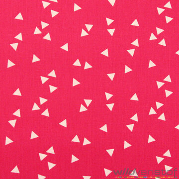 coupon 90 /Katoen - Witte driehoekjes op fuchsia