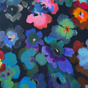 Viscose stretch - Flower aquarel