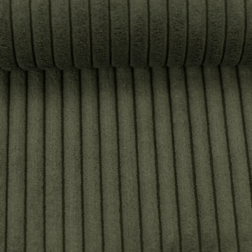 Ribfluweel deco - brede rib armygreen