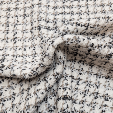 Damesstof - weving pied de coq ecru zwart