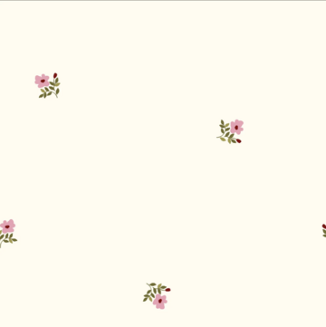 Flanel - Ecru met kleine romantische bloem
