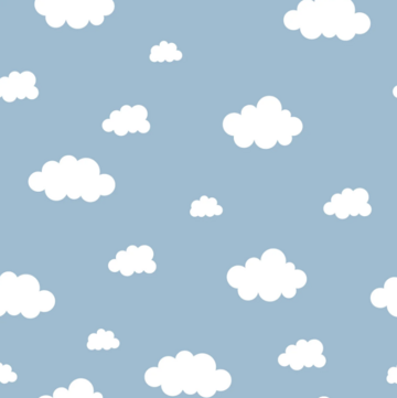 Flanel - Blauw met witte wolk