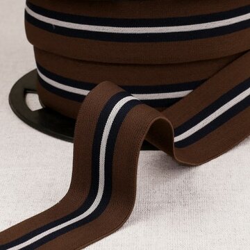 Elastiek 32mm - Multi streep bruin 61