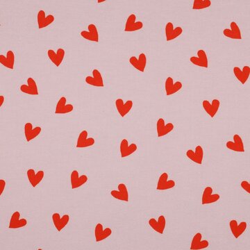 Flanel - Roze met hartjes