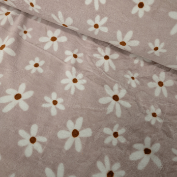 Wellness fleece -  Witte bloem op roze