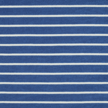 coupon 140/ Stretch badstof - Middenblauw met wit lijntje