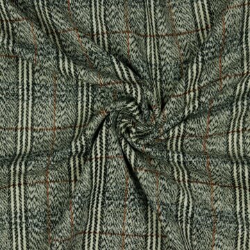 coupon 300 / Mantelstof - Fantasiestrepen zwart-ecru-roest