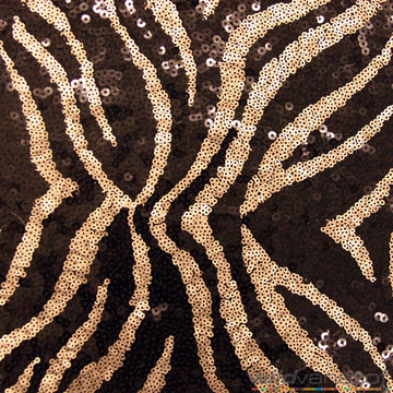 Paillettenstof - Zwart-beige zebraprint