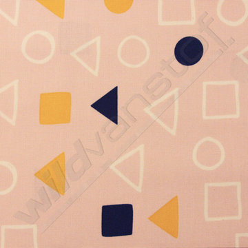 Canvas - Vierkant, cirkel, driehoek op roze