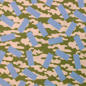 French terry - Rechthoeken camouflage groen